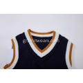 Boy's Knitted Contrast Top Barcode Hem School Vest